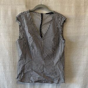 White House Black Market Gingham V-Neck Blouse